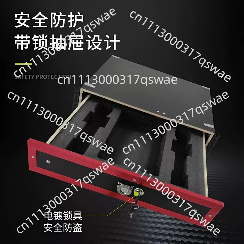19 Inch Standard 2U Cabinet Drawer With Metal Strap Lock For Wireless Microphone Storage