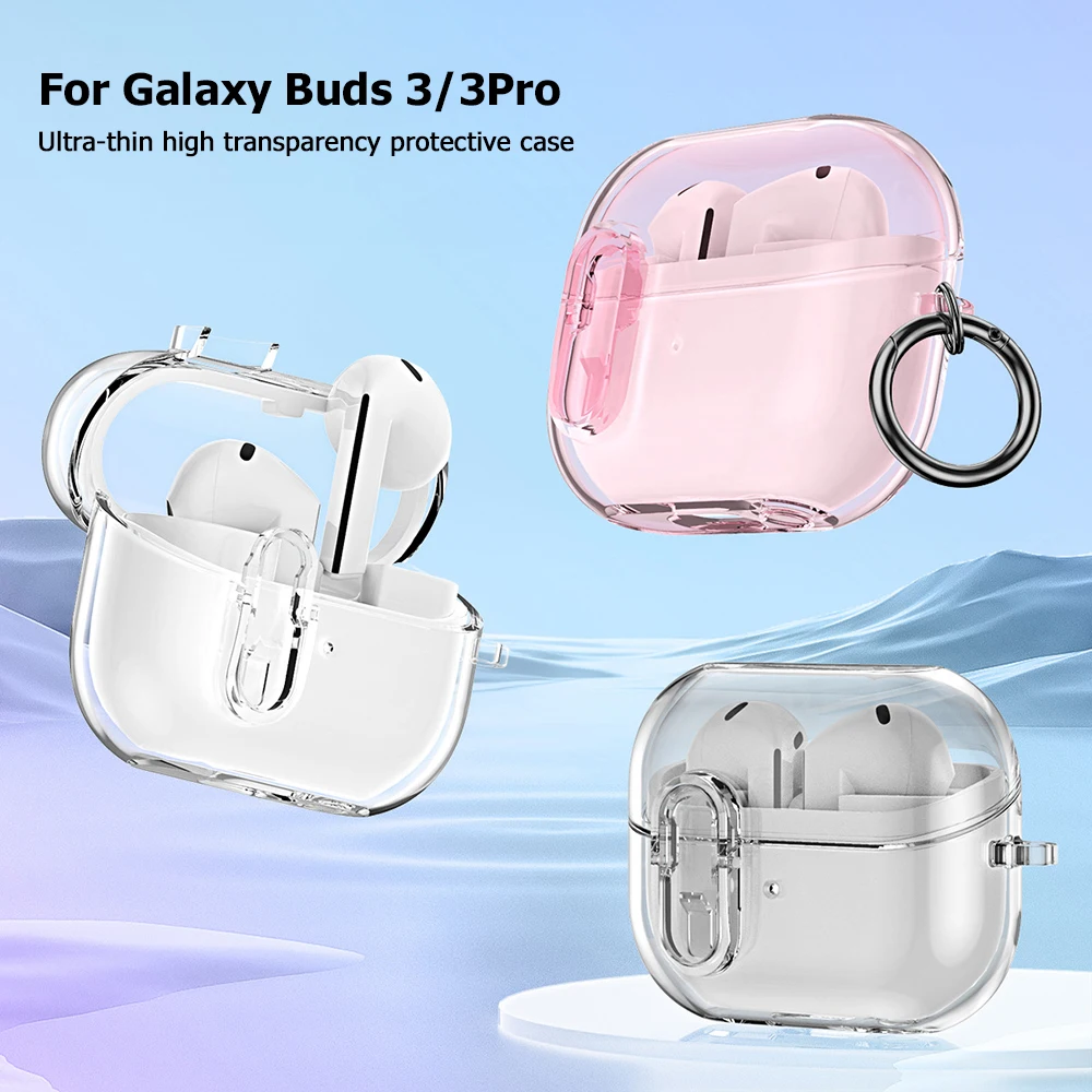 حافظة سماعة أذن منبثقة أوتوماتيكية لهاتف سامسونج جالاكسي بادز 3 برو Buds3 غطاء شفاف ناعم من مادة البولي يوريثان اللاسلكية بلوتوث سماعة رأس فوندا #1