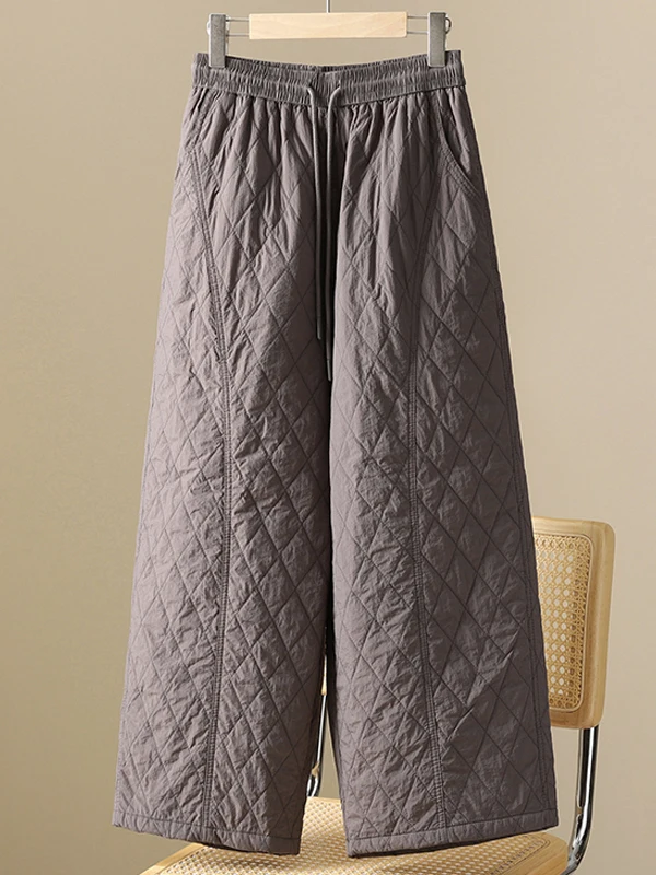 

Женские зимние стеганые брюки из хлопка с высокой талией, свободного кроя, теплые, широкие, длинные, повседневные, больших размеров