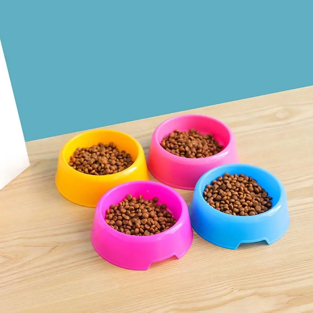 1Pc Candy Color Pet Kitten Puppy Food Feeder Safety Plastic Round Bowl Medium Small Cat Dog Food Water Bowl Pet Feeding Supplies