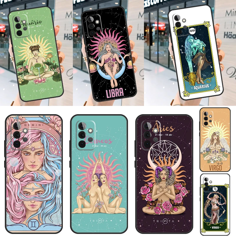 Horoscope Astrology Libra Queens Case For Samsung Galaxy A52 A32 A22 A12 A13 A33 A53 A73 A50 A52S A51 A71 A14 A34 A54 Coque