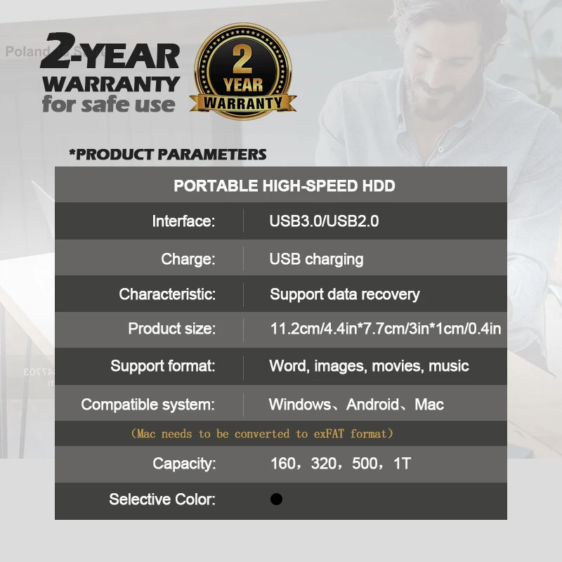 منتج جديد محمول خارجي 1 تيرا بايت عالي السرعة USB 3.0/2.0 لعبة HDD خارجي يؤدي لأجهزة الكمبيوتر المحمول PS5