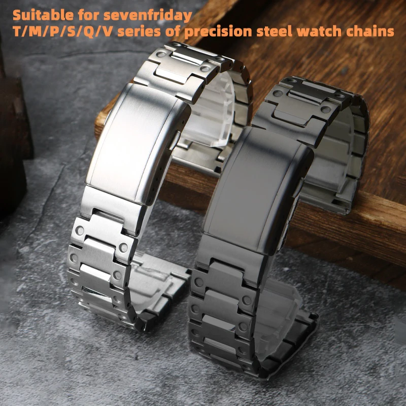 Precision steel strap for Sevenfriday 26mm T1/T2/T3 28mm M2 Q1 S2/03/01 P3/01 Q2/01/02/03 Q3 solid stainless steel watch chain28