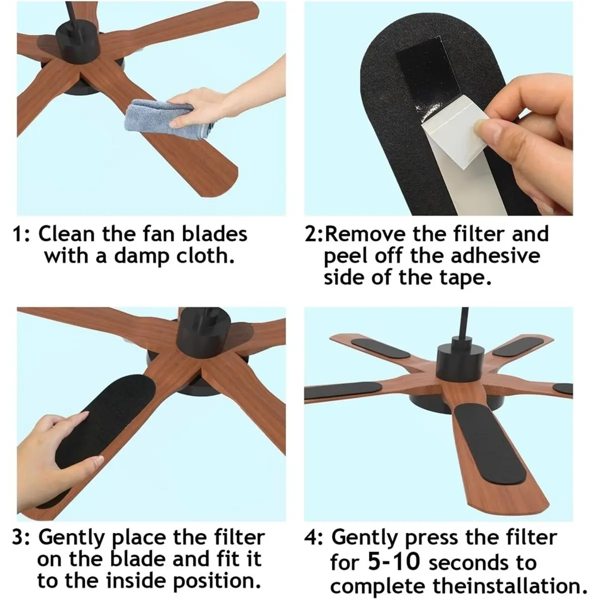 HAPPYDAY~ 15 filtres pour ventilateurs de plafond, fixation facile et robuste, filtre en charbon de coco activé pour ventilateur de plafond