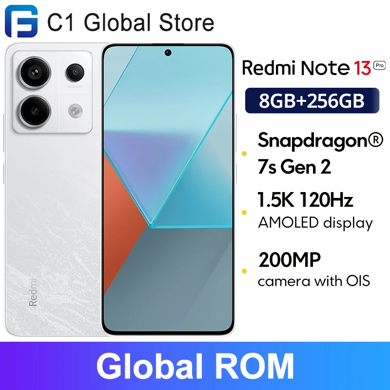 Смартфон Global ROM Xiaomi Redmi Note 13 Pro 5G Snapdragon 7S Gen 2, 6,67 дюйма, 1,5K, дисплей, 200 МП, OIS-камера, 67 Вт, зарядка, 5100 мАч