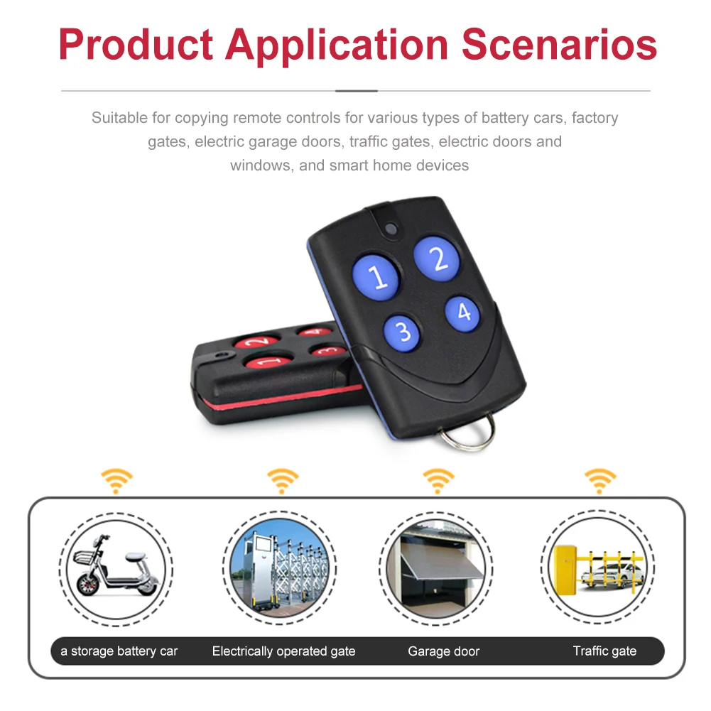 Self-Copying Remote-Control Automatic Frequency Search Garage Door Remote Control Fixed 433 MHz for Electric Windows And Doors