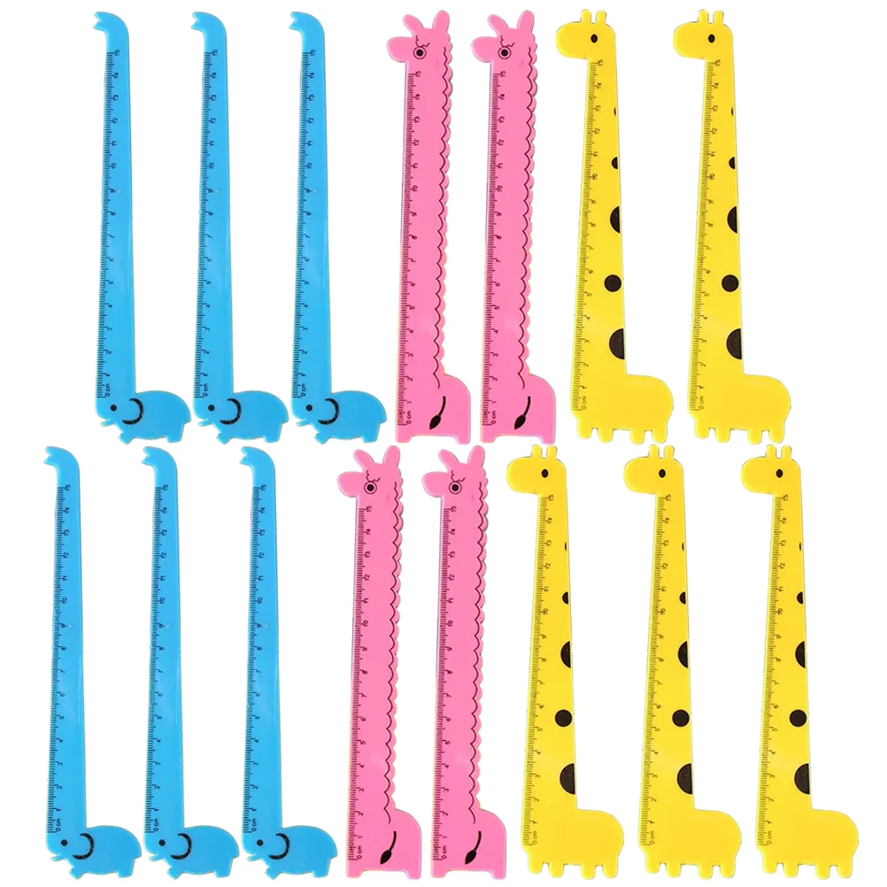 30 Pcs Multifunction Giraffe Ruler Student Animals Novelty Rulers Plastic Toy Multi-function