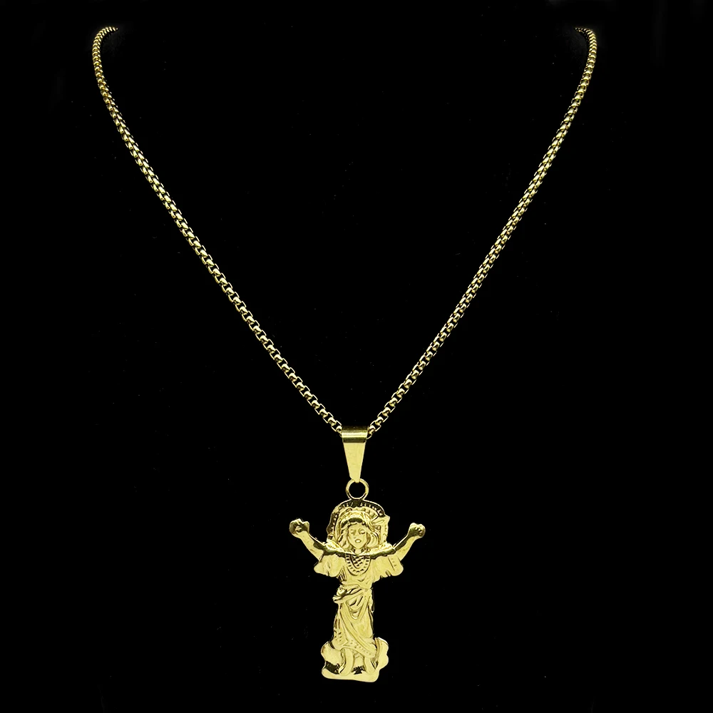Collar con Colgante del Divino Niño Jesús para Mujer y Hombre, Acero Inoxidable, Color Dorado, Joyería Cristiana, Regalo