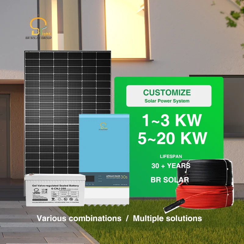 BR SOLAR Complete Home Energy Storage Solar Kit 5kw 10kw Off-Grid Solar Power System for Residential Power Solution