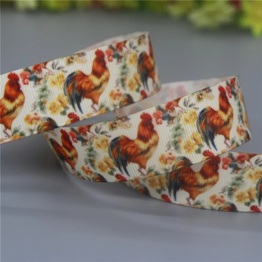 DHK 50yards Bee Printed Grosgrain Ribbon Accessories Material Headwear Decoration DIY Sewing Craft S2182