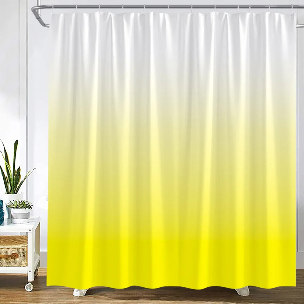 Solid Colour Shower Curtains Fashion Ombre Yellow Blue Grey Modern Minimalist Polyester Fabric Bath Curtain Bathroom Decor Sets