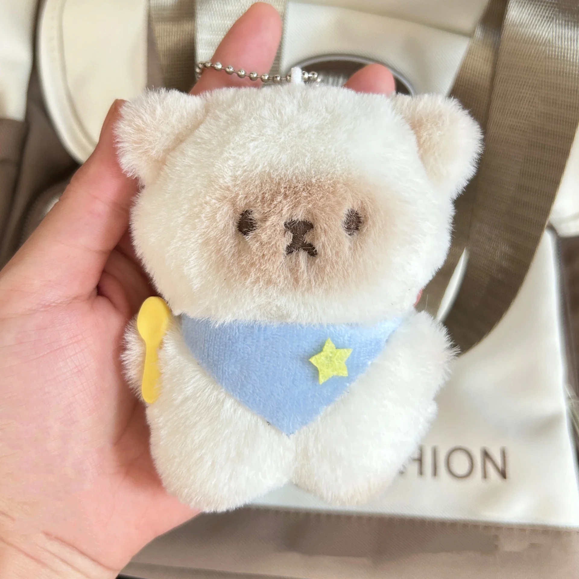 Lovely Cartoon Plush Rabbit Bear Keychain Toy Soft Stuffed Doll Bag Pendant Hanging Decoration Key Ring Accessories Girls Gifts