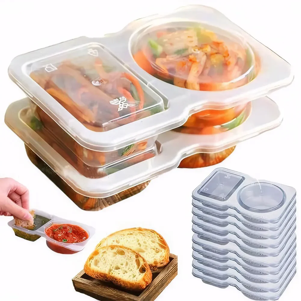 

Double Compartment Transparent Snack Containers with Leak Proof Lids Stackable and Reusable for Home and Travel Use