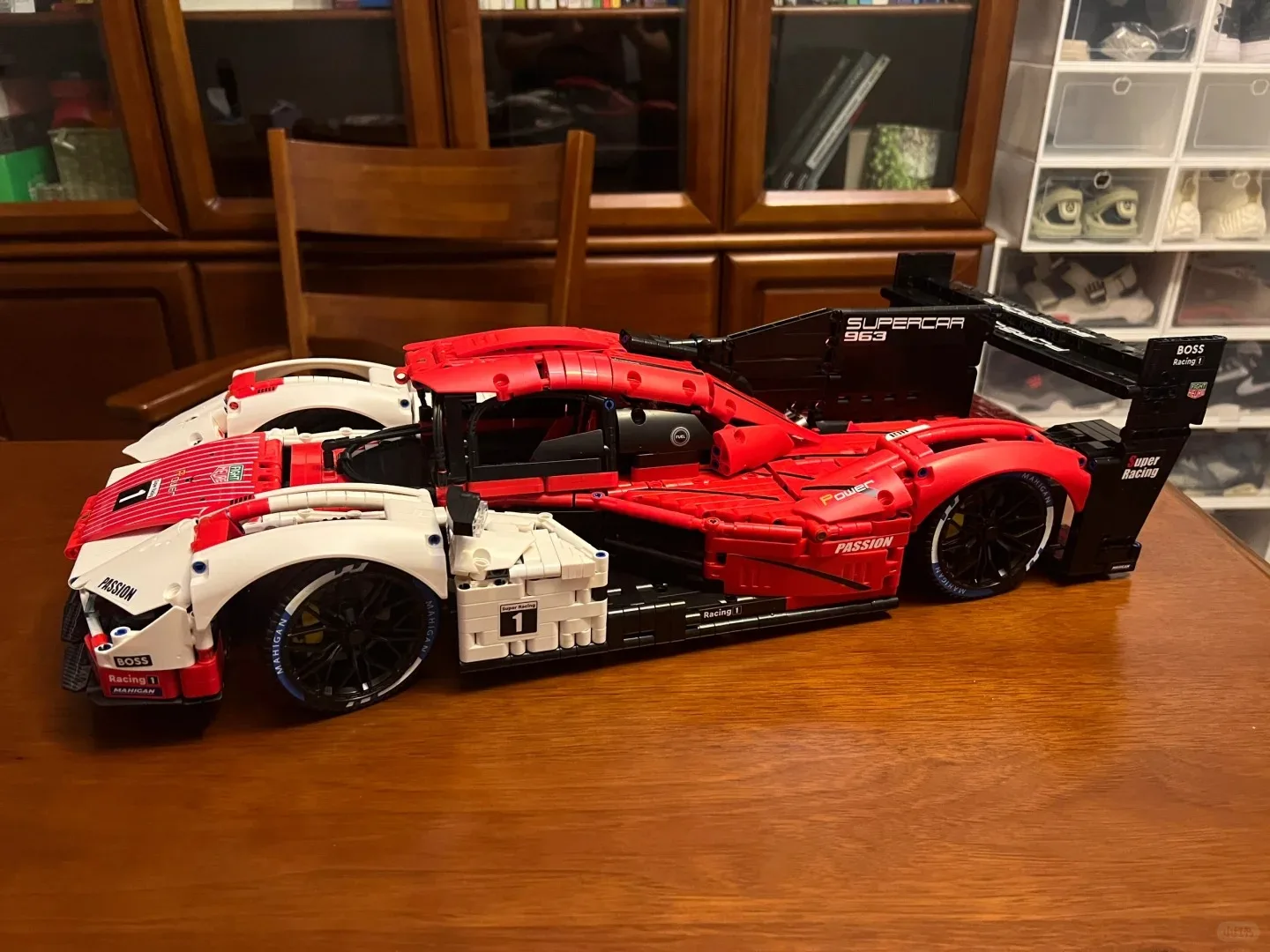 Compatível com blocos de construção LEGO 963 Supercar Modelo Blocos de construção 1:8 Brinquedo técnico Presentes de festa, presentes de aniversário de Natal