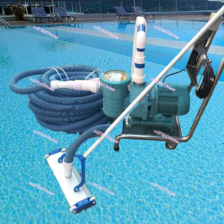 Swimming pool sewage suction machine with trolley shore mud suction vacuum cleaner bath cleaning tool manual fish pool