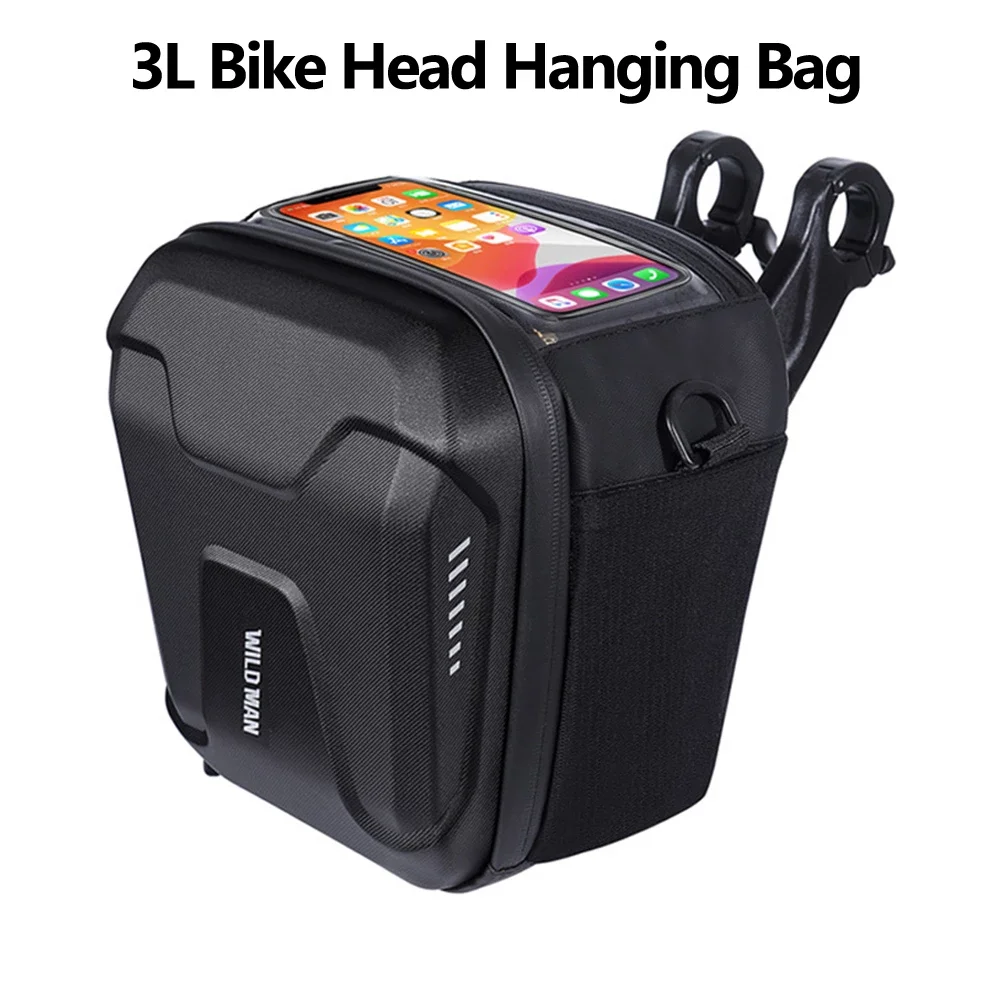 WILD MAN 3L Bike Bag Front Cycling Bag Rainproof Touch Screen Bicycle Phone Bag 4.7--6.7 Inch Mobile Phone Case MTb Accessories