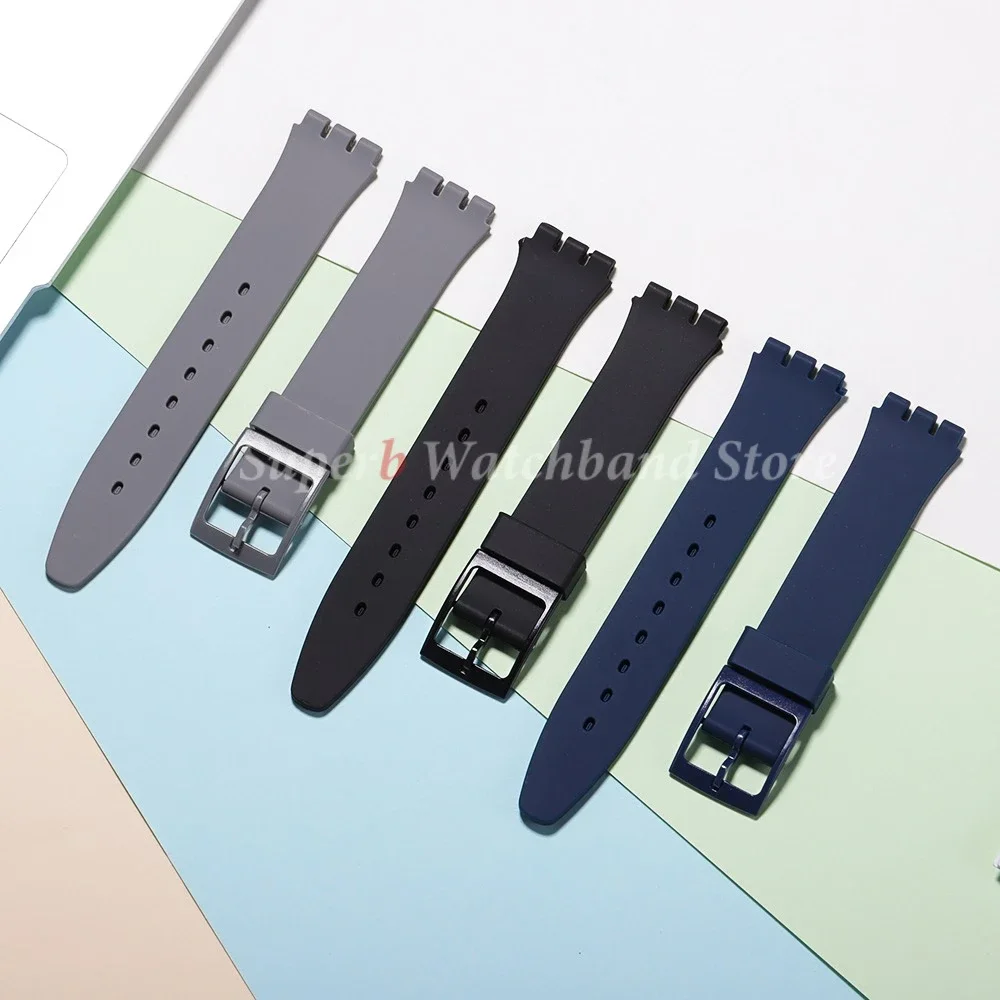 Резиновый ремешок для Swatch, красочный спортивный ремешок, сменный браслет на запястье, 16 мм, 17 мм, 19 мм, 20 мм, силиконовые аксессуары для часов