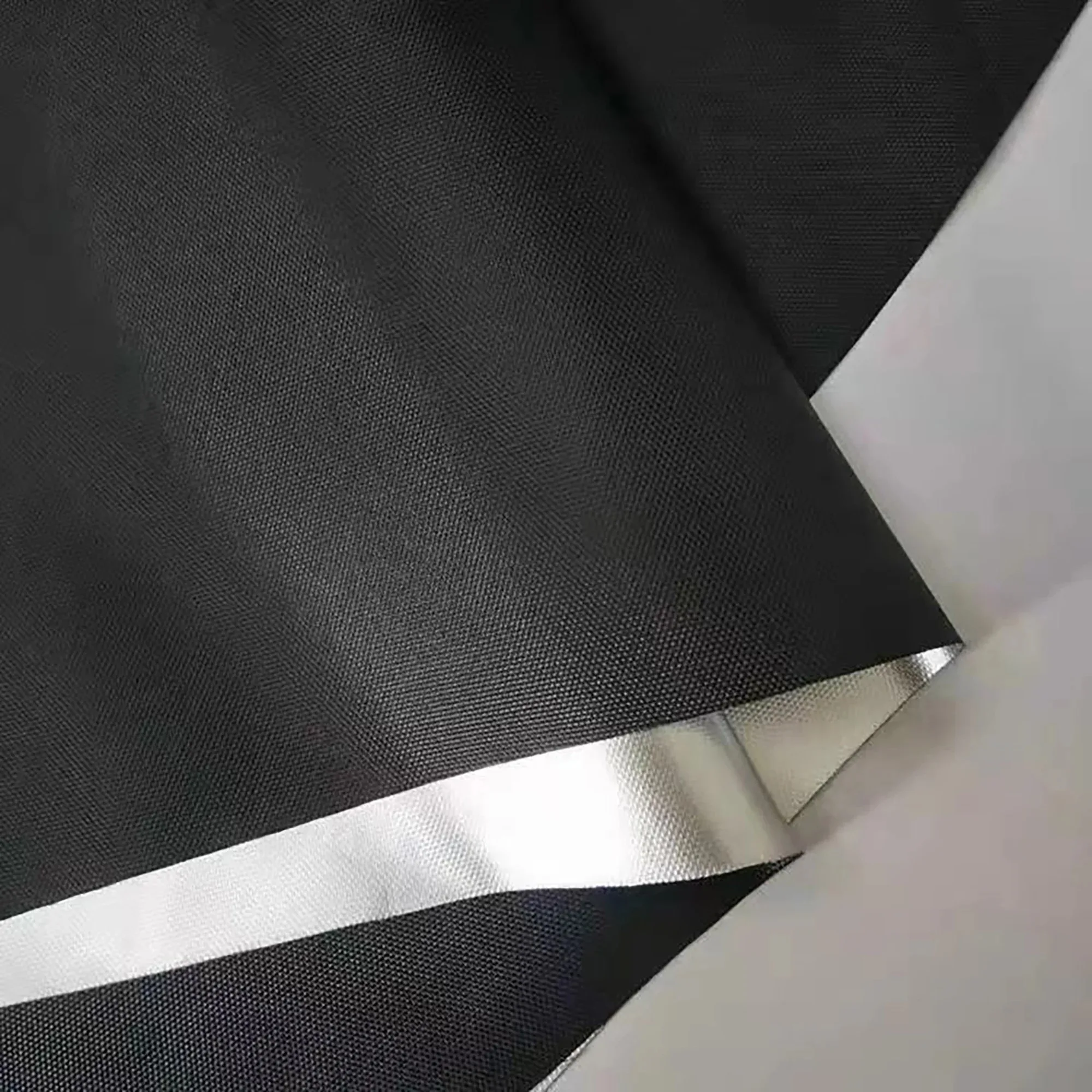 Double Sided Silver Black Reflective Blackout Fabric for Balcony Shade Thermal Insulated UV Sun Block Cloth Light Blocking Mater