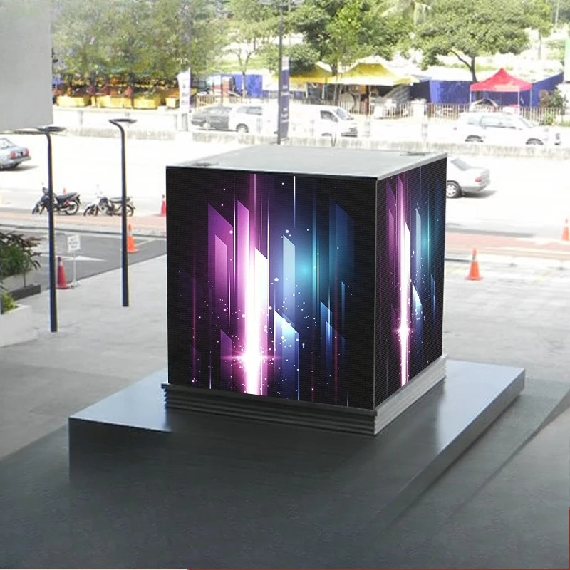 four-sided Rubik's Cube screen full color p2.5p3p4 three-dimensional hanging advertising screen exhibition hall bar KTV display