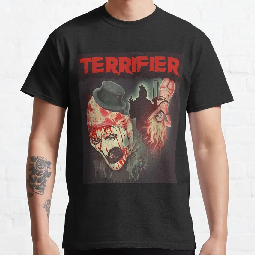 

More Then Awesome Terrifier Movie Horror Art The Clown Poster Art Graphic For Fan 100% cotton printed T-Shirt plus size clothing