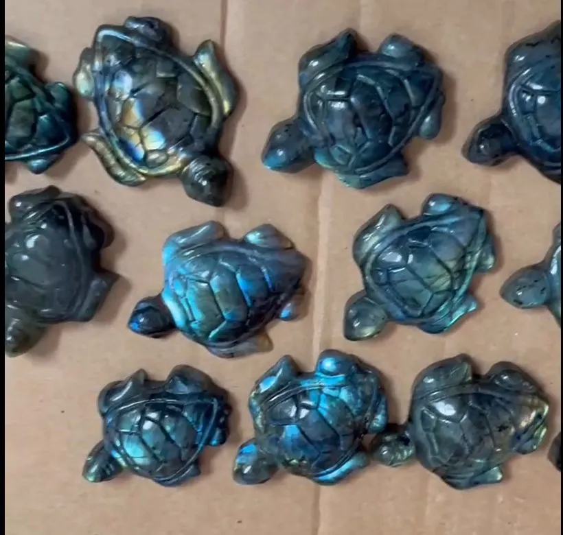 

Natural Crystal Labradorite Hand-Carved Sea turtle Home Decoration Reiki Healing Stone