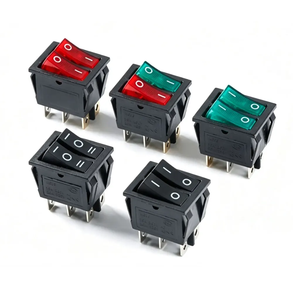 1pcs KCD6 16A 250V 25X31MM AC Rocker Switch Boat Switch 6Pins With Lamp ON-OFF KCD8 20A125V AC The Power Switch