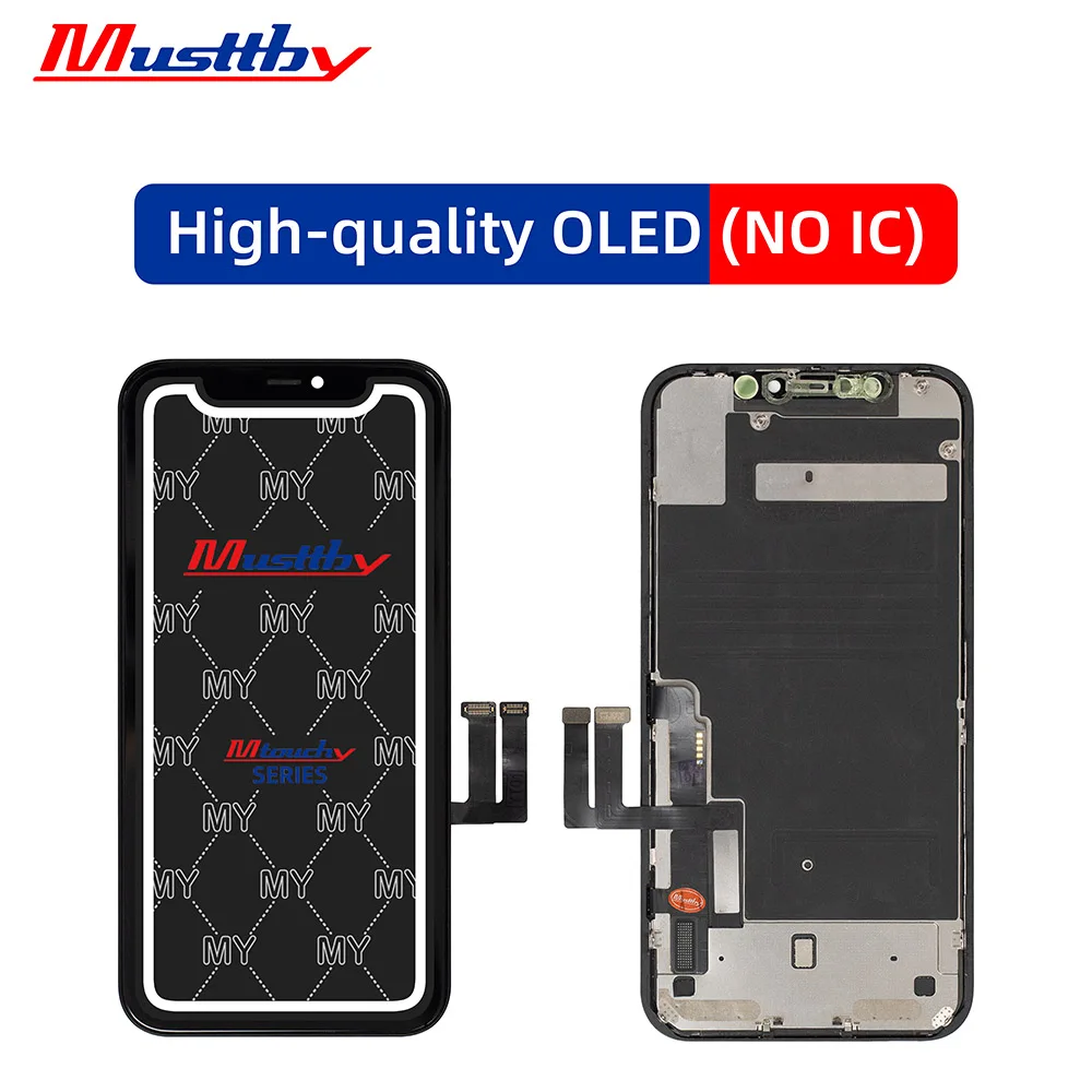 Musttby 2pc (NO TOUCH IC Chips) OLED Screen Display For iPhone 11 Pro Max 12 13 14 LCD (Solve Non-Genuine Screen Pop Up Problem)