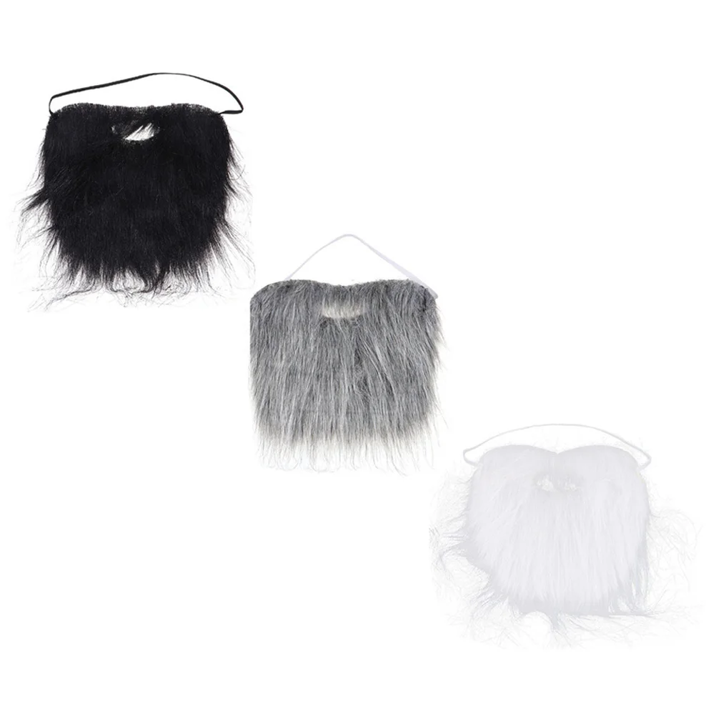 3Pcs Fake Mustache Beards for Halloween Party Cosplay Props Simulated Men Women Costume Accessory Decor Fake Beard for Men