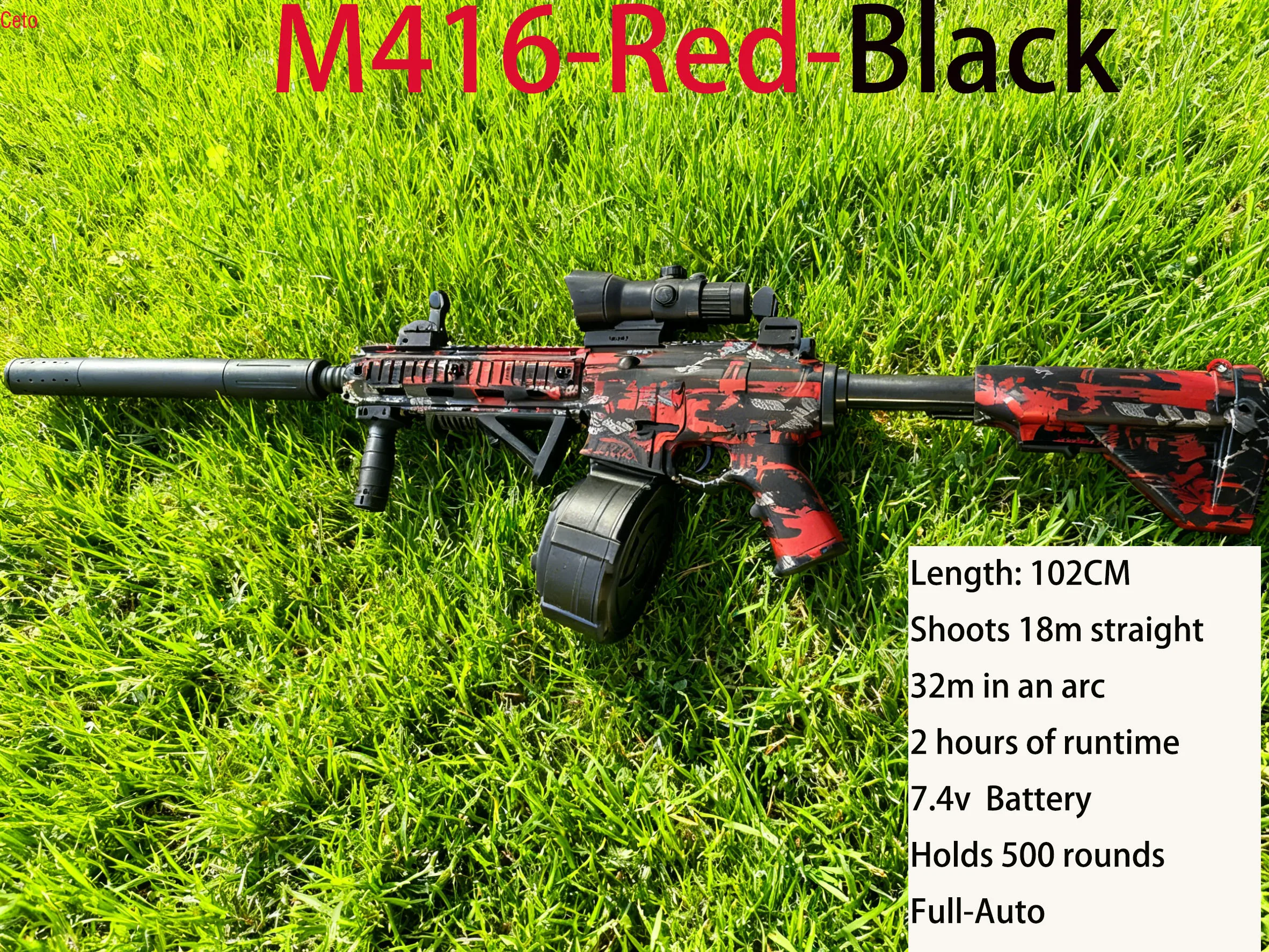 هدية عيد الميلاد التلقائي M416 جل الكرة الناسف 500 جولة طبل 18 متر المدى للبالغين والمراهقين #2