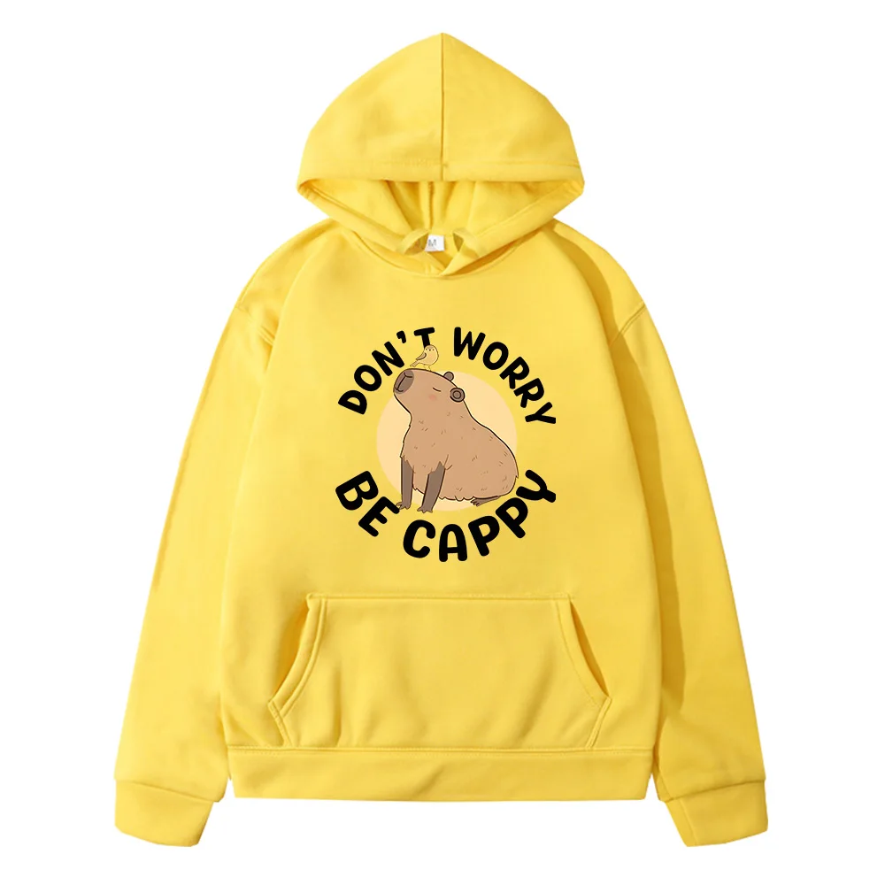 Capybara Don't Worry Be Cappy Children's Hooded Long-sleeved Cartoon Printed Graffiti Spring and Fall Sportswear Kids Clothing