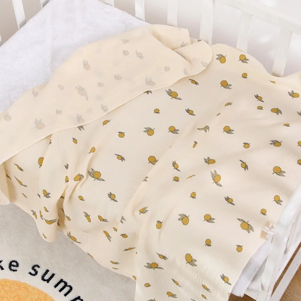Double-Layered Swaddle Blanket Breathable Gauze Cartoon Print Newborn Wrap Blanket Multifunctional Bath Towel Quilt