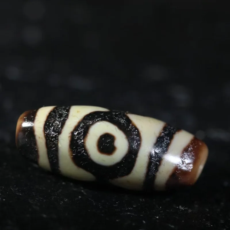Natural Tibetan Genuine Old Mine Raw Agate Yellow Pure Three-Eyed Dzi Bead Clavicle Necklace Pendant Bracelet