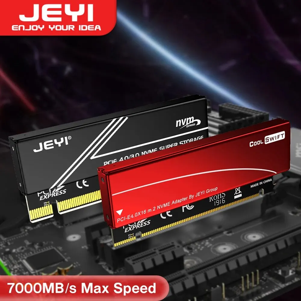 Adapter JEYI M.2 NVME do PCIE 4.0 X16, karta rozszerzeń PCIe X16 Gen4 z aluminiową obudową radiatora, do Samsung 980 PRO, 970 EVO