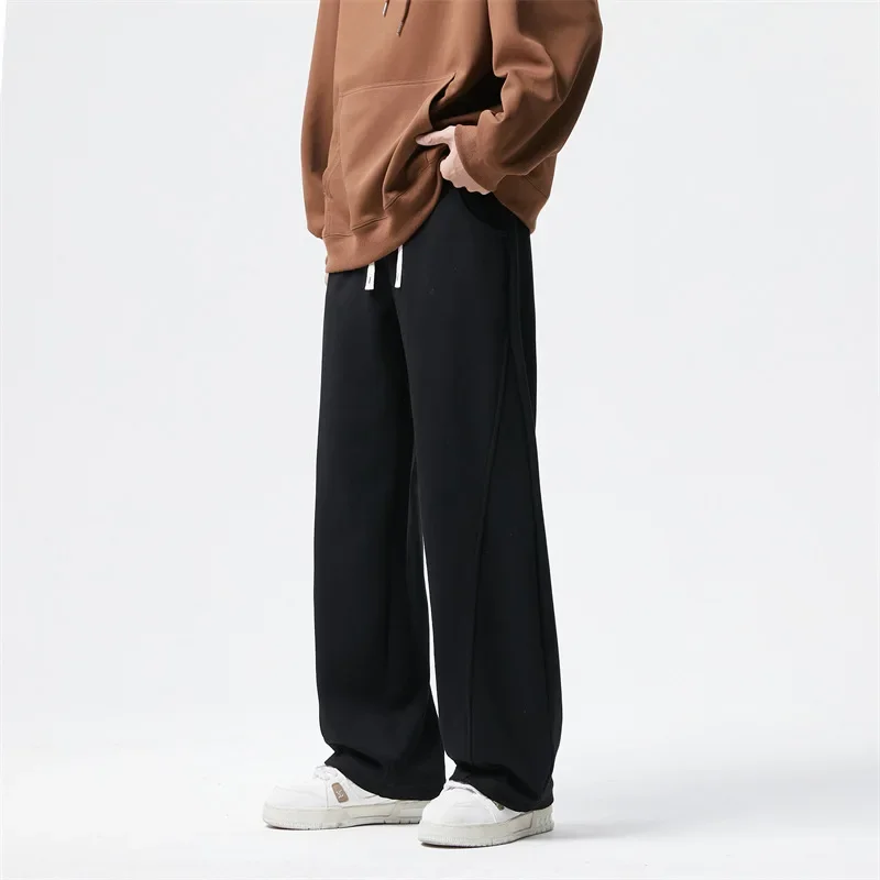 

Мужские спортивные штаны, длинные брюки на шнуровке с эластичной резинкой на талии, повседневные свободные простые прямые брюки, осень-зима, новинка