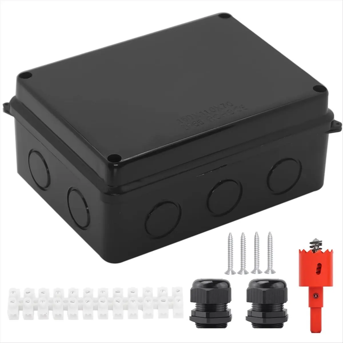 ABFW Electrical Box, Outdoor Waterproof Box IP65 Junction Box with Reserved Holes,Project Box Power Cord Enclosure Black