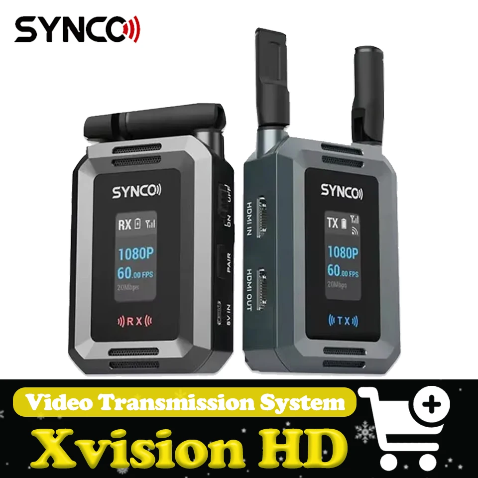 

Synco Xvision HD Wireless Video Transmission System With LCD Screen Stable HD Transmission up to 300m for Live Streaming