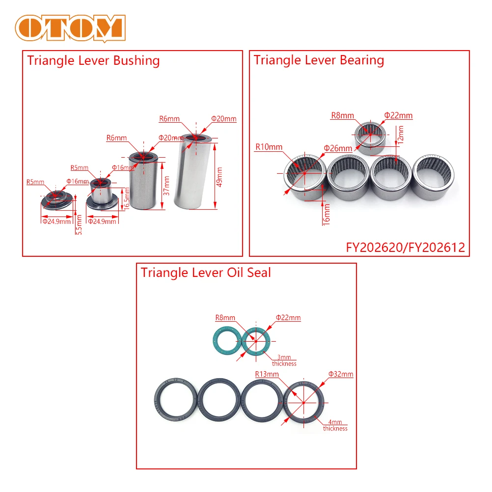 OTOM Motorcycle Rear Lowering Kit Linkage ARM Triangle Lever Care Parts Bearing Oil Seal Bushings Set For KAWASAKI KX250F KX450F