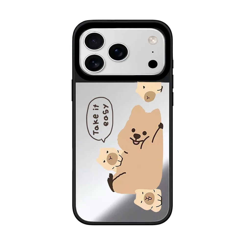 

Cute Cartoon Persimmon Bear Mirror Surface Magnetic Phone Case Cover for IPhone 12 13 14 15 16 17 Pro Max Case for IPhone 17 Air