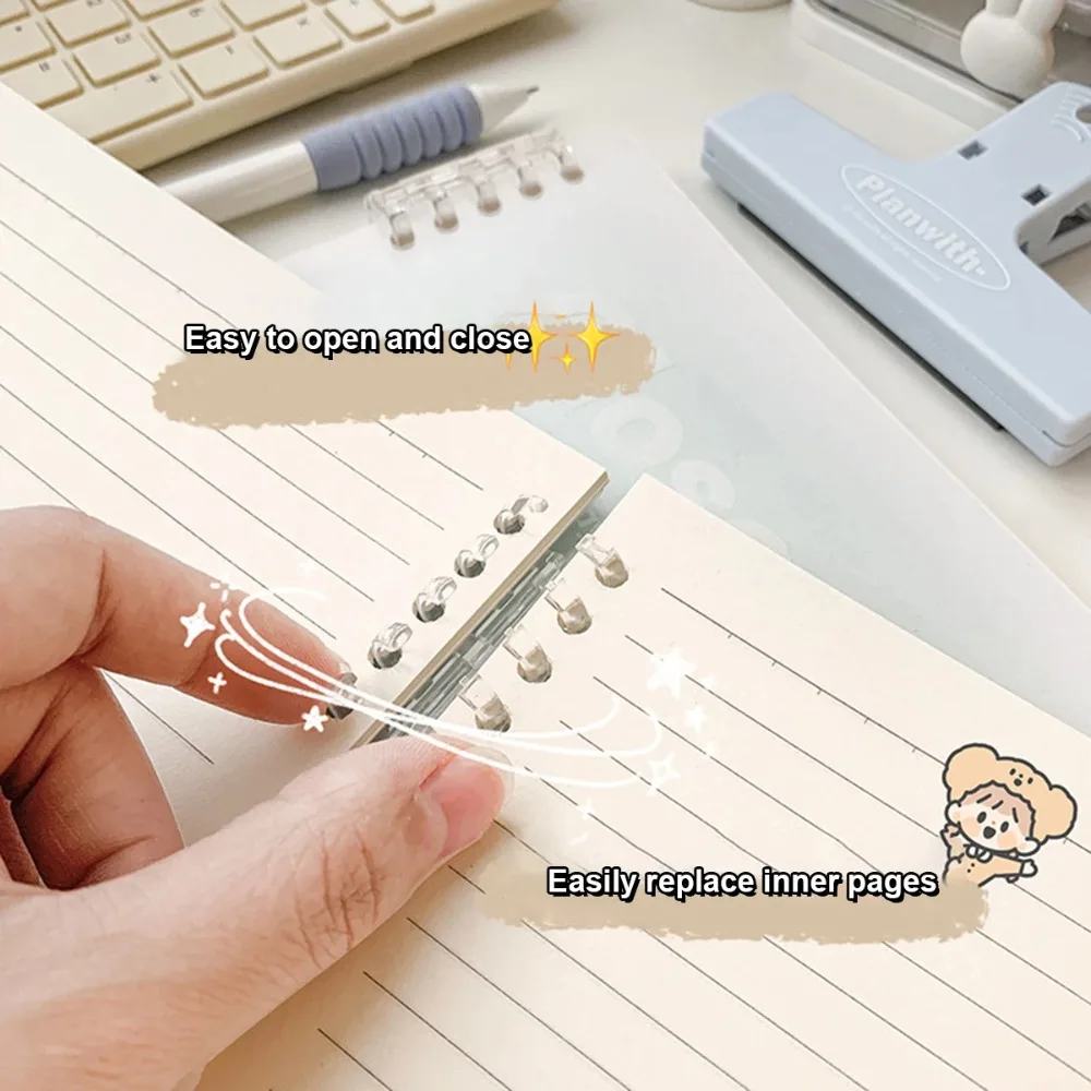 Simple Stationery A5/B5 Binder Notebook PVC Cover Horizontal Line Kawaii Loose-Leaf Notebook 60 Sheets Gradient Color