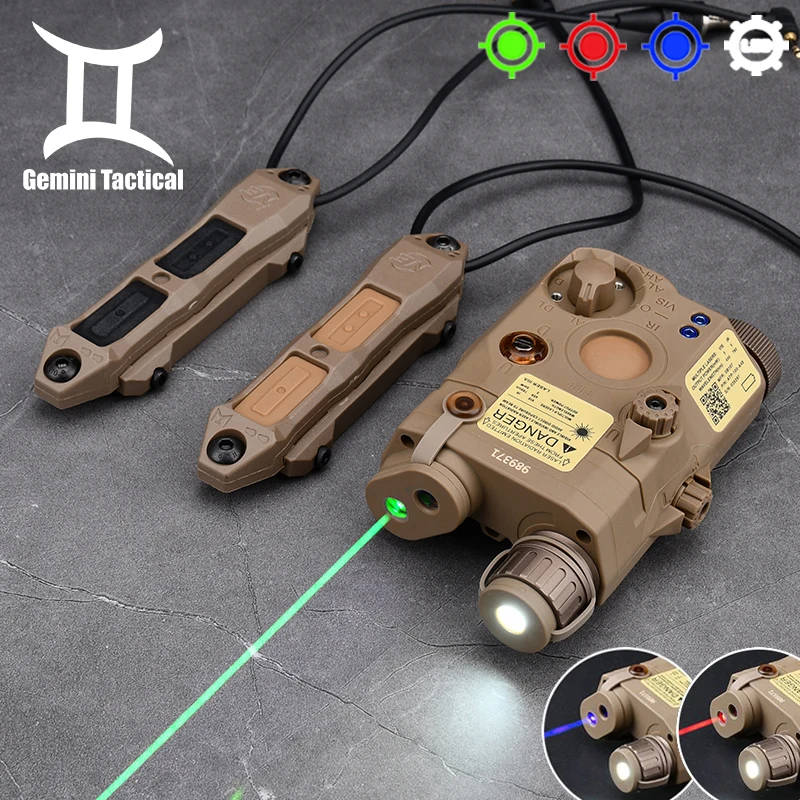 

AN/PEQ-15 Red Green Blue Dot Laser+White LED Flashlight+ IR Airsoft Weapon Light AR15 Dual Pressure Remote Switch For Hunting