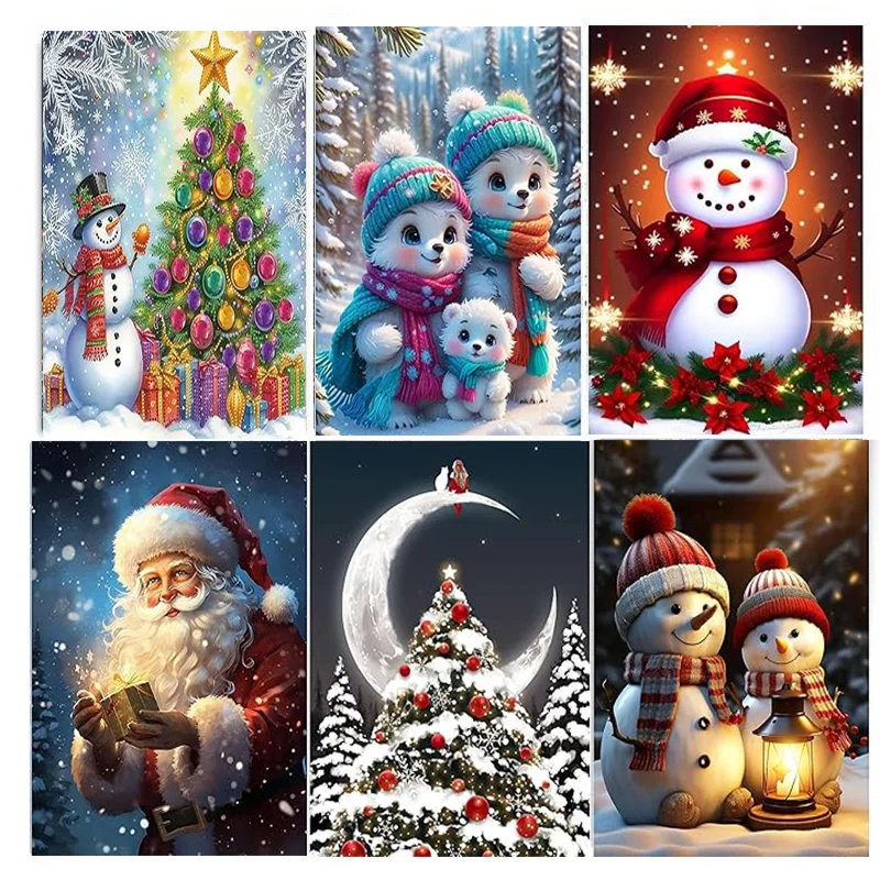 AB Diamantmalerei, Weihnachtsbär 5D-Diamantmalerei-Set, geeignet für Erwachsene und Anfänger, DIY-Mosaik-Weihnachtsdekoration
