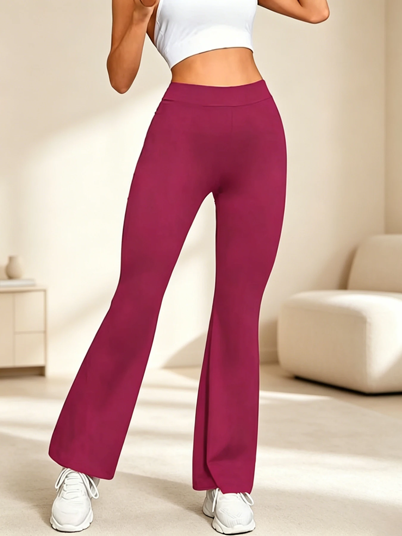 

Fashion Flare Pants High Waist Yoga Wide Leg Bootcut Leggings Red White Black Sports Trousers Outdoor Fitness Casual For Slim