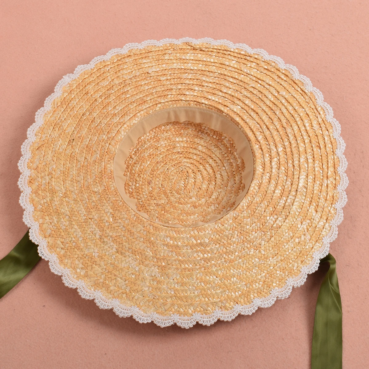 Frauen Lolita Stroh Sonnenhut Spitze Band Bowknot Breite Krempe Elegante Tee Party Strand Flache Motorhaube Kappe