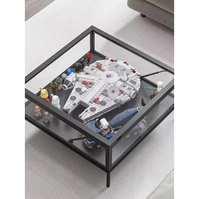 Nordic coffee table living room household tempered glass small apartment Lego figure storage display cabinet