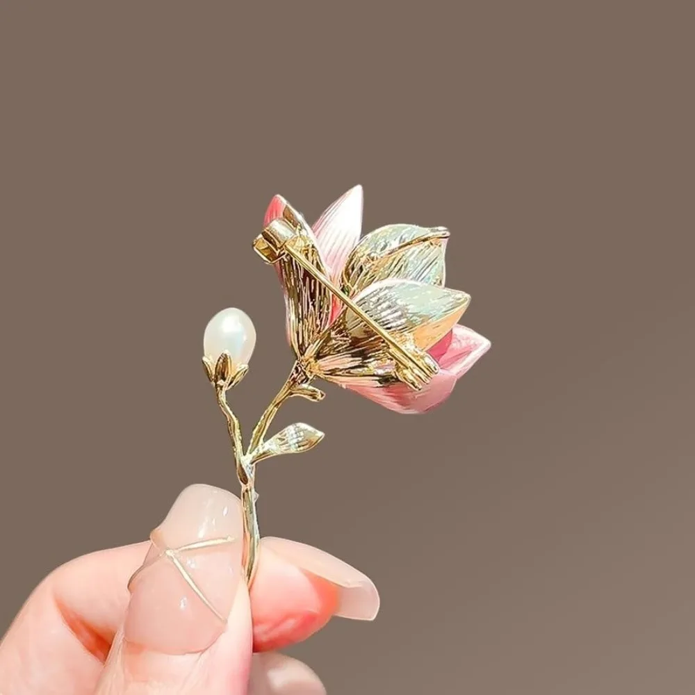 Alloy Magnolia Flower Brooch Jewelry Gifts Flowers Badge Brooch Pins Clothing Bags Accessories Elegant Fashion Pin