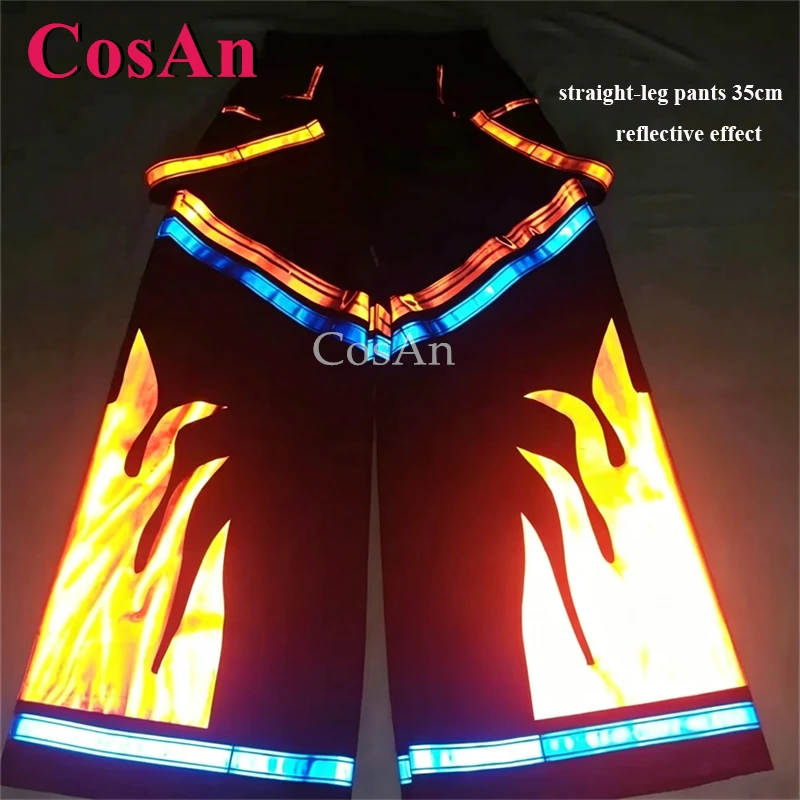 

CosAn Online Celebrity Style Ghost Dance Pants Flame Pattern Reaper Phat Trousers Straight-Leg Pants Reflective Trousers New