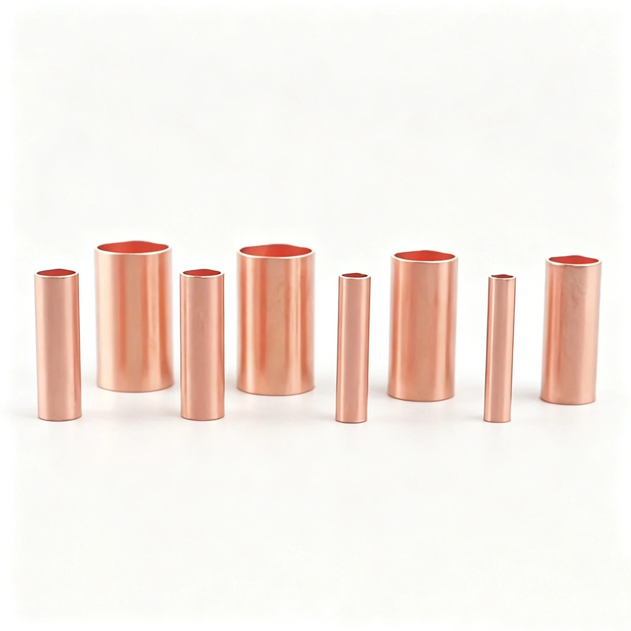 100Pcs Copper Connecting Pipe Wire Joint Small Copper Tube Intermediate Joint Direct Connection Pressure Pipe Cold Pressed