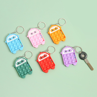 Silicone Mini Pop Fidget Toy Keychain CartoonPush Bubble Key Chain Autism Handheld Small Stress Sensory Relief Fidget Keychain