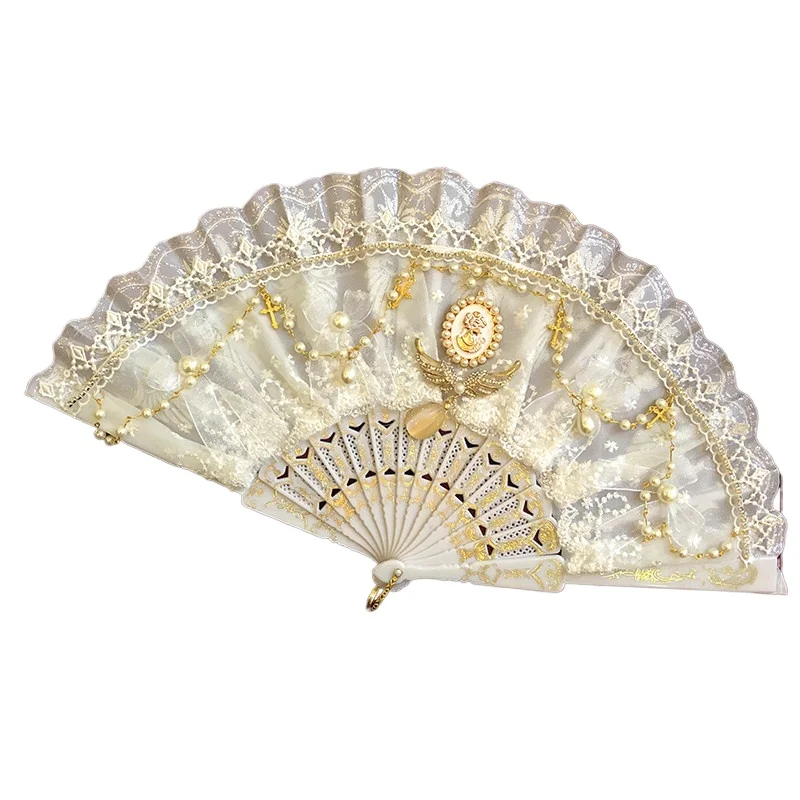 Eventail-en-dentelle-lolita-fait-main-style-retro-europeen-accessoires-de-mariage-fete-du-the-fleurs-blanc