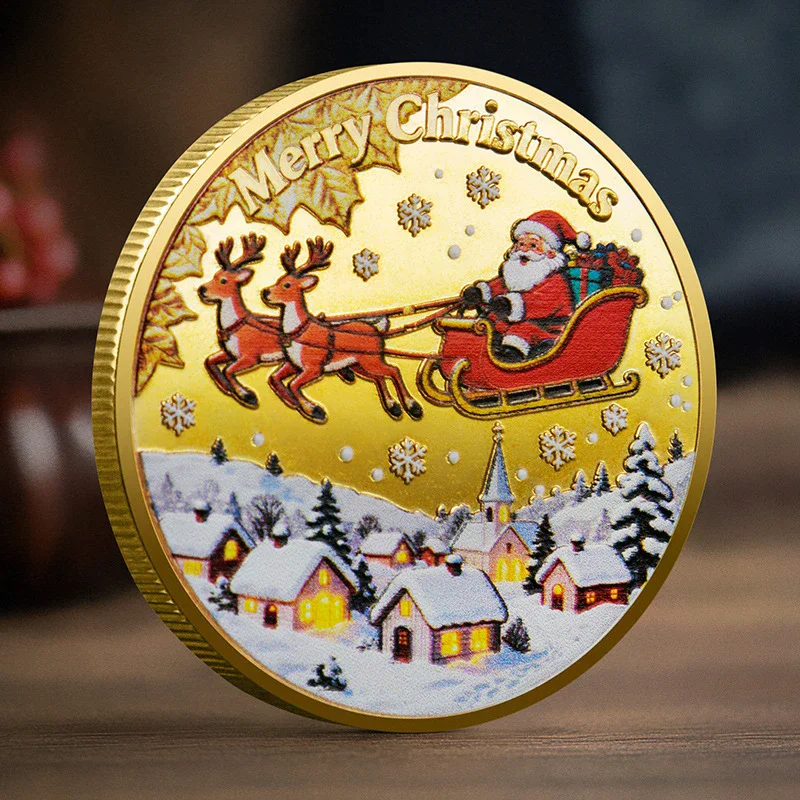 Christmas Santa Claus Collection Commemorative Medal Souvenir Coin Home Decoration Gift